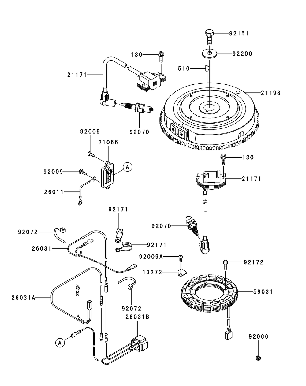 Kawasaki Fr651v-As05 Electric Equipment Diagram and Parts List for Z-FORCES48 (17AI5BHB-17AI5BHB010)(2013) Cub Cadet Lawn Tractor